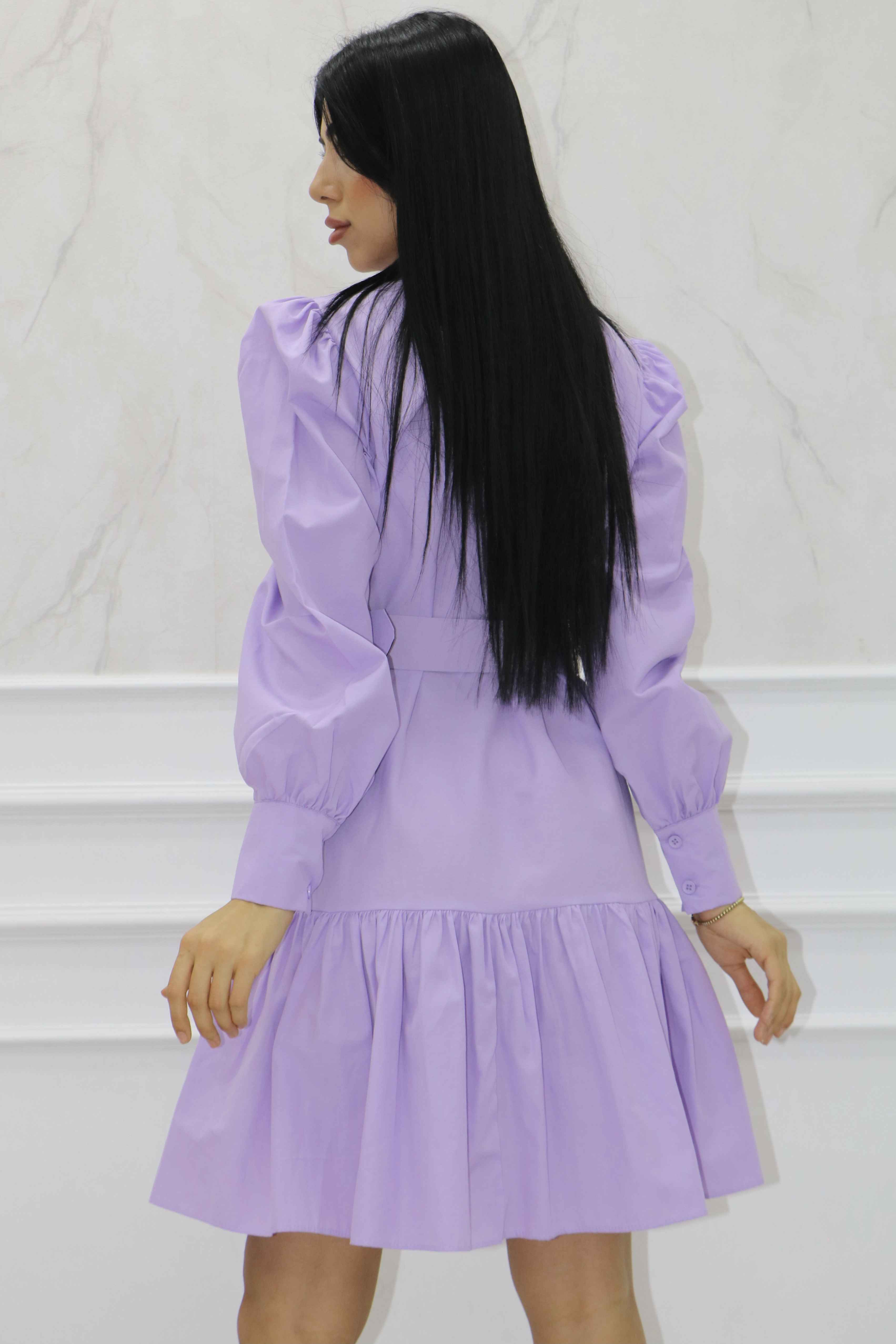 2074 - Terikoton Tasarım Kemerli Günlük Elbise