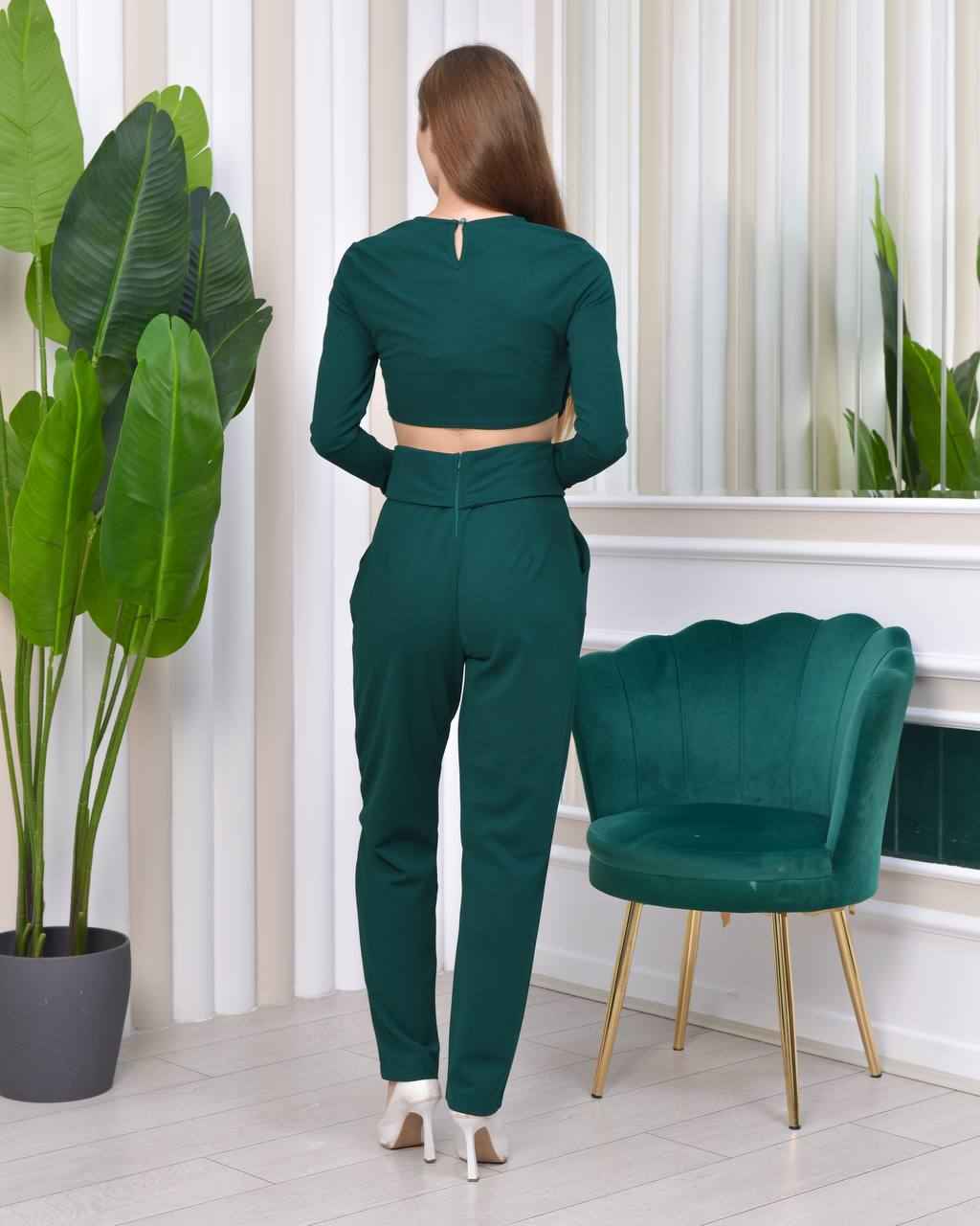 2157 - Scuba Krep Tasarım Bluz Pantolon Alt Üst Takım Elbise